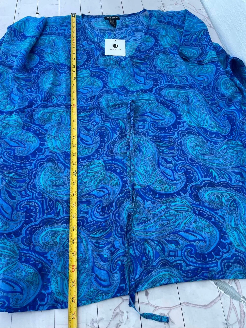 Jessica Blue Paisley V-Neck Tunic
